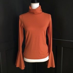 Nasty Gal Turtle Neck Bell Sleeve Top